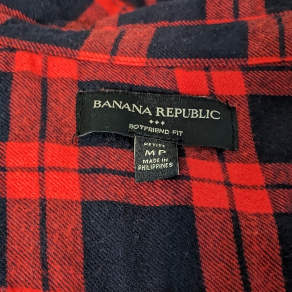 Banana Republic "Boyfriend Fit" Flannel Plaid Button Down Shirt Size MP - Picture 8 of 10